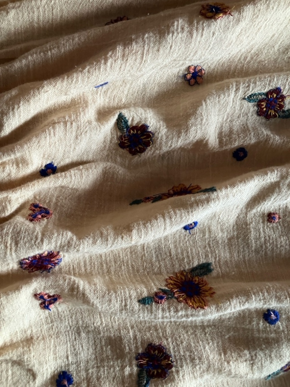 Free People Saachi Smocked Off-Shoulder Embroidered Peasant Top Size Large - Picture 9 of 11
